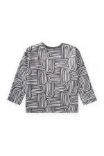 T-shirt à manches longues à motifs anthracite, 3-12 ans