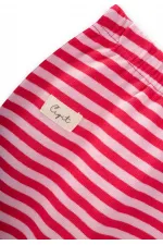 Pantalon bébé à pieds 0-6 mois, rayures corail poudré