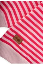 Çizgili Triko Sweatshirt 0-4 Yaş Pudra Mercan