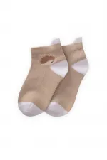 Kirpi Desen çocuk Patik Çorabı 5-12 Yaş Bej