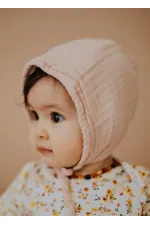 Tie-Up Baby Muslin Hat 0-2 years Powder Pink Tie-Up Baby Muslin Hat 0-2 years Powder Pink