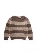 Pull rayé Selanik en maille, couleur vison, pour enfants de 2 à 8 ans