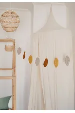 Bannière en mousseline à feuilles de noyer pour chambre d'enfant, jaune moutarde