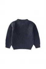 Bisiklet Yaka Selanik Triko Kazak 2-8 Yaş İndigo Mavi