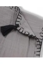 Serviette triangulaire en mousseline double épaisseur faite main (lavée) 75 x 75 cm Grise