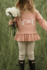 Ensemble jupe imprimée lapin et collants à volants pour enfants de 1 à 6 ans