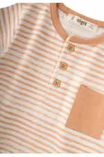 Cepli Çizgili T-Shirt Takım 0-2 Yaş Oranj
