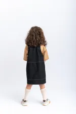 Gilet en jean noir avec poches latérales, 2-7 ans