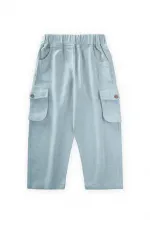 Çift Körük Cepli Keten Pantolon 2-7 Yaş Mavi