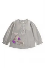 Flower Embroidered Long Sleeve T-Shirt for 1-7 Years Old