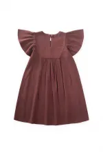 Robe en lin brodé pour enfants de 2 à 7 ans, couleur prune