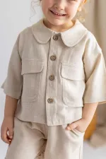 Sarh Linen Buttoned Jacket 2-7 Years Natural