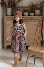 Combinaison en viscose à motifs, 2-8 ans, noire