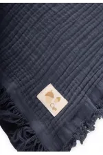 Four Layer Tassel Blanket 80X120 Cm Anthracite