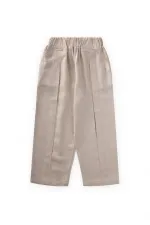 Pantalon en lin plissé, jambes et taille fermées, 2-7 ans, naturel