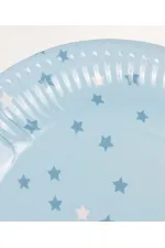 8-Piece Cardboard Plate with Blue Stars