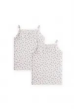 Two-Piece Strappy Girls' Tank Top, Ages 2-11, Off-White and Navy Floral