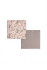 Double Muslin Burp Cloth Set 25x25 cm Powder Pink Floral Print, Mink