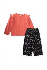 Ribbed Detail T-Shirt Set, Ages 2-8, Coral