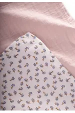 Set of Two Muslin Mouth Cloths, 25x25 cm, Powder Pink, Floral Print