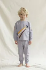 Uzay Aracı Aplikeli Pijama Takım 2-8 Yaş Gri