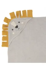 Aslan Figürlü Bebek Havlu 75x75 cm Gri