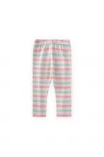 Leggings pour enfants de 2 à 10 ans, rose poudré, rayures bleues