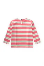 Çizgili Uzun Kollu T-Shırt 2-8 Yaş Pembe Yeşil Çizgili