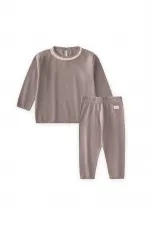 Lace-trimmed Long-Sleeved Seasonal Set for 0-3 Years, Mink