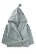 Çift Kat Müslin Çocuk Bornoz 2-9 Yaş Mint Yeşili