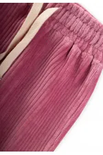Fitilli Kadife Jogger Pantolon 1-10 Yaş Fuşya
