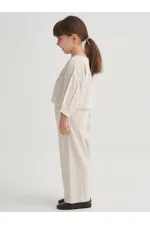 Wide-leg Trousers Embroidered Linen Set, Ages 2-7, Natural