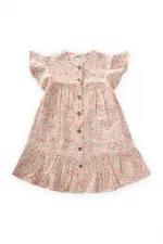 Robe en viscose à motif floral pour enfants de 1 à 10 ans, rose poudré
