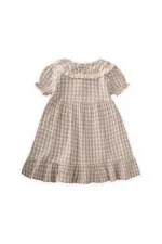 Robe à col à carreaux Peti, 2-10 ans, couleur vison