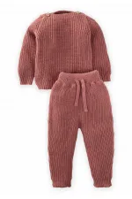 Selanik Knitwear Set 1-5 Years Old Dusty Rose