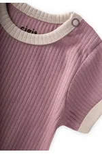 Shoulder-trimmed Bodysuit with Piped Trim, 0-3 Years, Lilac