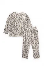 Desenli Kız Çocuk Pijama Takim 2-8 Yaş Ekru