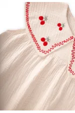 Muslin Embroidered Dress, Ages 2-5, Natural Color