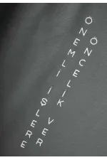 Sloganlı Uzun Kollu T-Shirt 2-10 Yaş Haki Yeşil