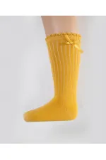 Chaussettes hautes pour filles de 2 à 9 ans, jaune moutarde
