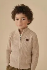 Selanik Fermuarlı Triko Hırka 2-11 Yaş Bej