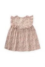 Robe en mousseline à motif croustillant, rose poudré, 0-8 ans