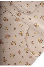 Desenli Gabardin Salopet 2-7 Yaş Ekru Çiçekli