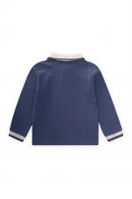 T-shirt à manches longues et col polo, bleu indigo, 2-14 ans