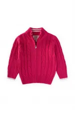 Saç Örgü Triko Hırka 2-11 Yaş Fuşya