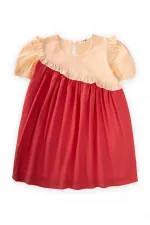 Robe asymétrique bicolore rose pâle pour enfant de 2 à 7 ans