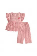 Pöti Kare Takım 2-6 Yaş Pembe Ekose