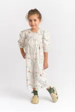 Patterned Poplin Overalls for 2-7 Years Old Ecru Patterned