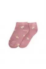 Chaussettes-chaussons à motifs floraux pour enfants de 5 à 12 ans, rose poudré