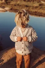 Striped Cardigan for 2-10 Years Old, Mink